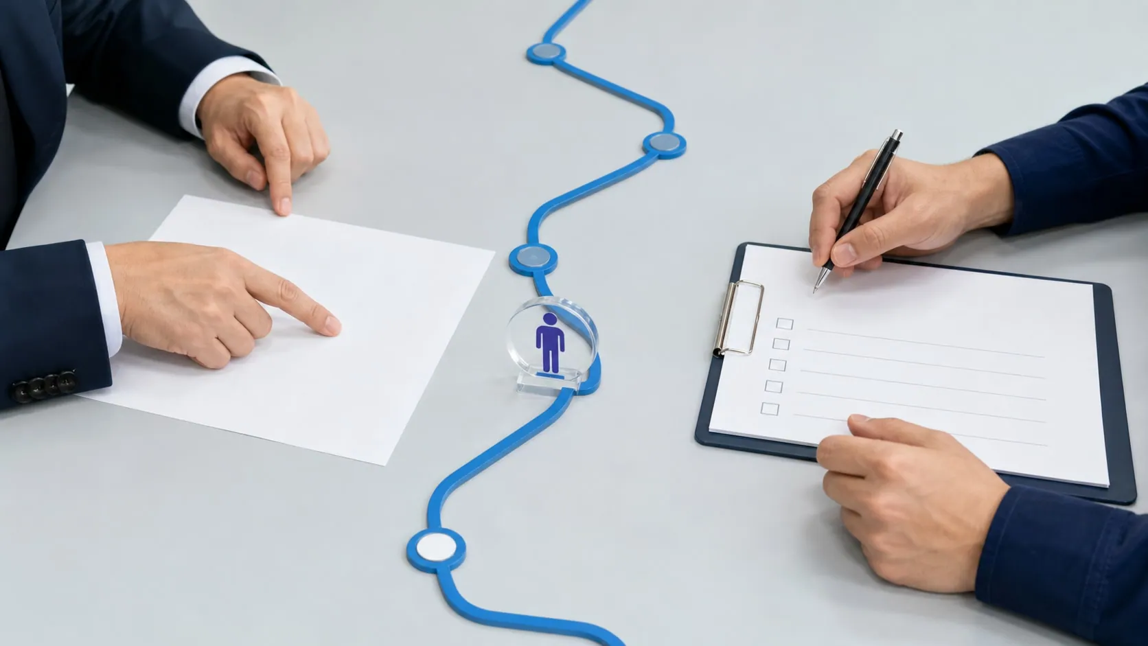 業務設計と技術設計をすり合わせる二人の手元